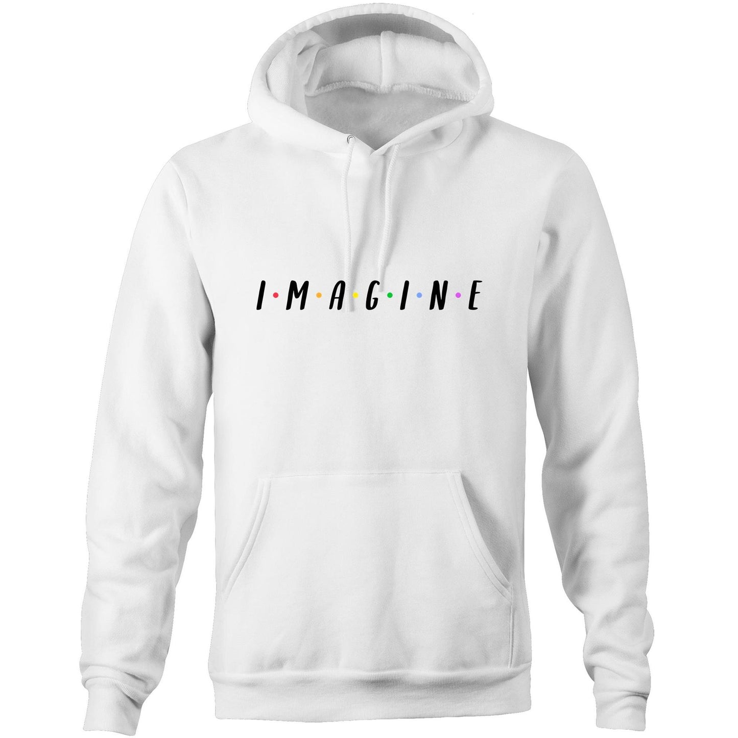 Imagine - Pocket Hoodie Sweatshirt White Hoodie Mens Womens