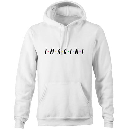 Imagine - Pocket Hoodie Sweatshirt White Hoodie Mens Womens