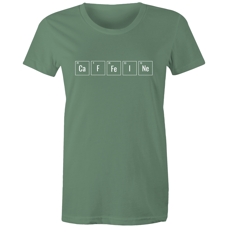 Caffeine Symbols - Women's T-shirt Sage Womens T-shirt Coffee Science Womens