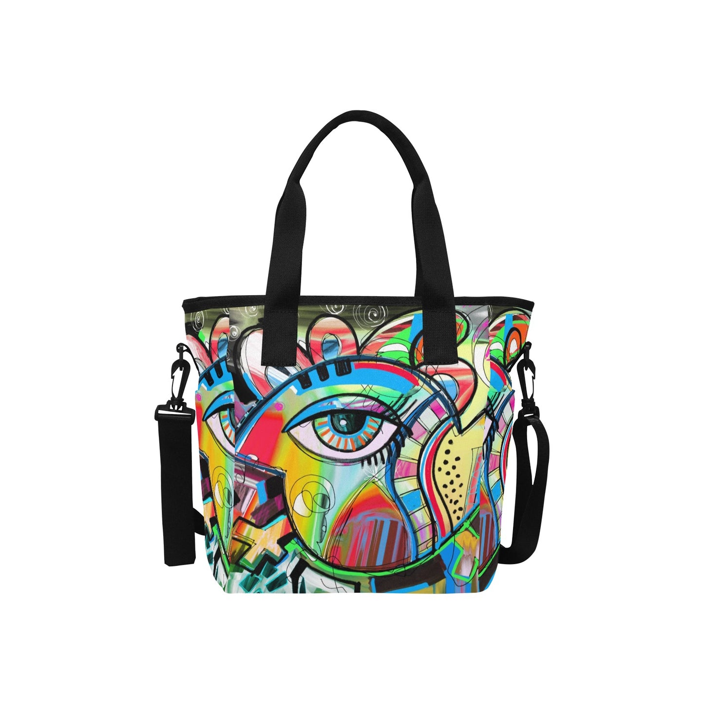 Graffiti Bird - Tote Bag with Shoulder Strap Nylon Tote Bag