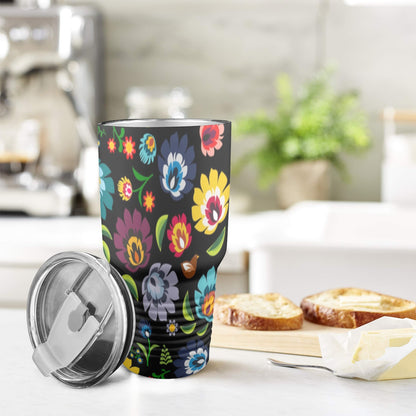 Bright Floral - 30oz Insulated Stainless Steel Mobile Tumbler 30oz Insulated Stainless Steel Mobile Tumbler Plants