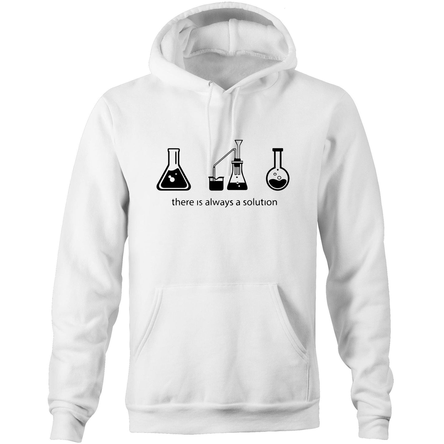 There Is Always A Solution - Pocket Hoodie Sweatshirt White Hoodie Mens Science Womens