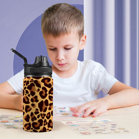 Leopard Print - Kids Water Bottle with Chug Lid (12 oz) Kids Water Bottle with Chug Lid