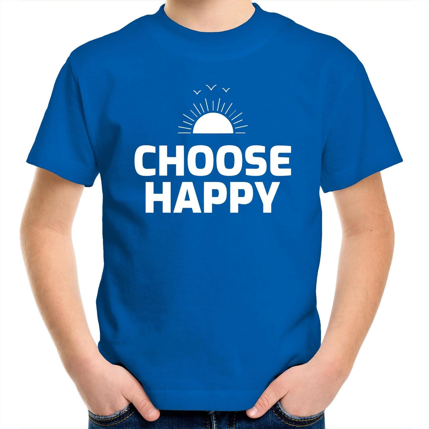 Choose Happy - Kids Youth Crew T-Shirt Bright Royal Kids Youth T-shirt
