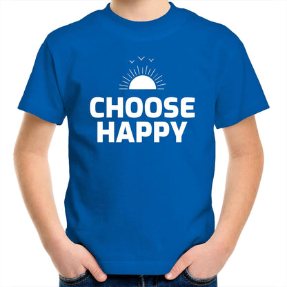 Choose Happy - Kids Youth Crew T-Shirt Bright Royal Kids Youth T-shirt