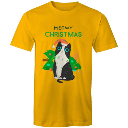 Meowy Christmas - Mens T-Shirt Gold Christmas Mens T-shirt Merry Christmas