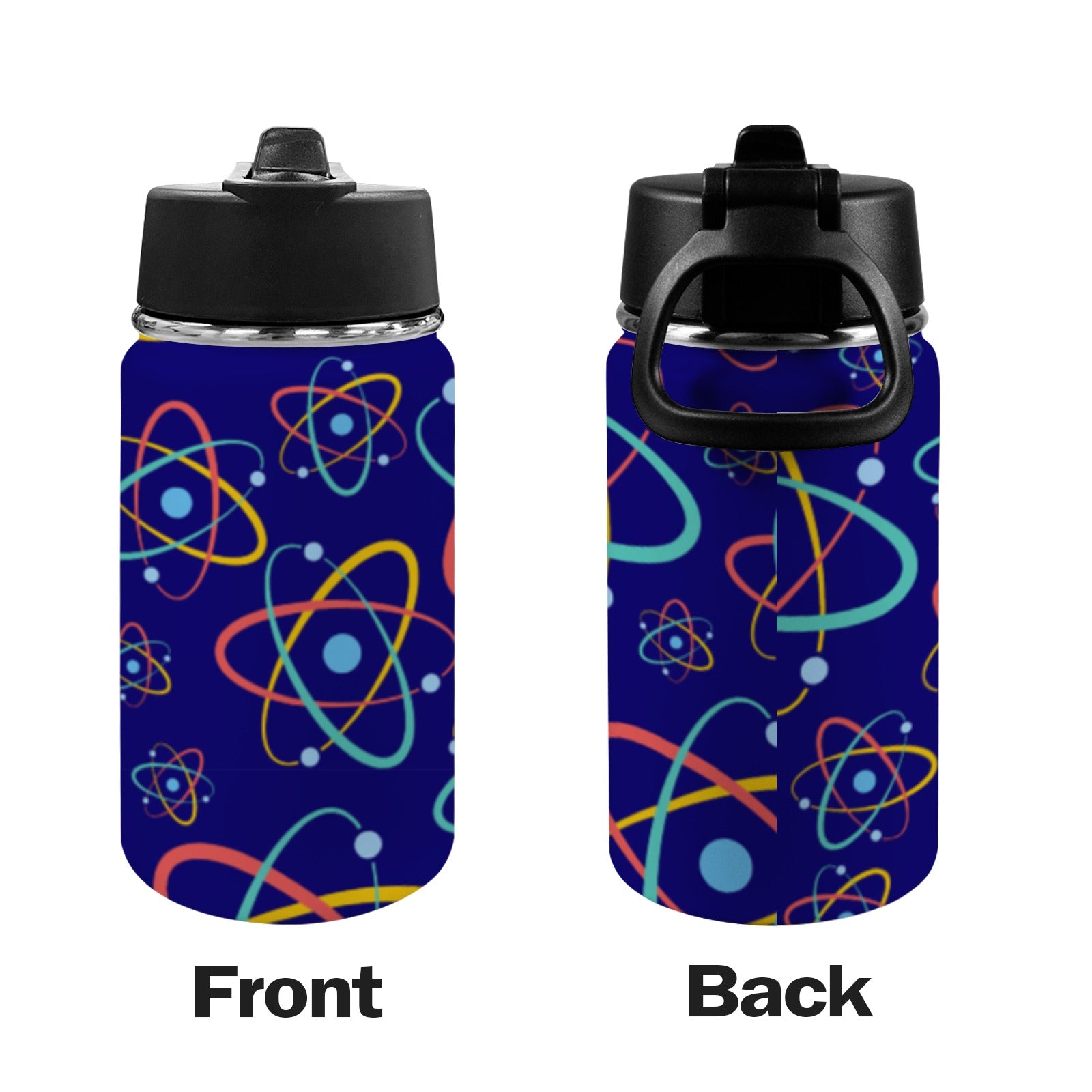 Atoms - Kids Water Bottle with Straw Lid (12 oz) Kids Water Bottle with Straw Lid