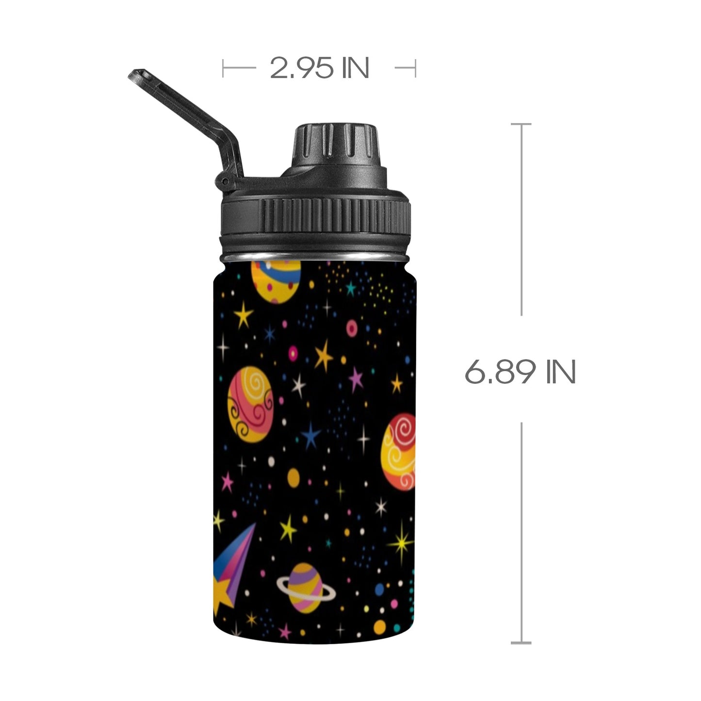 Colourful Space - Kids Water Bottle with Chug Lid (12 oz) Kids Water Bottle with Chug Lid