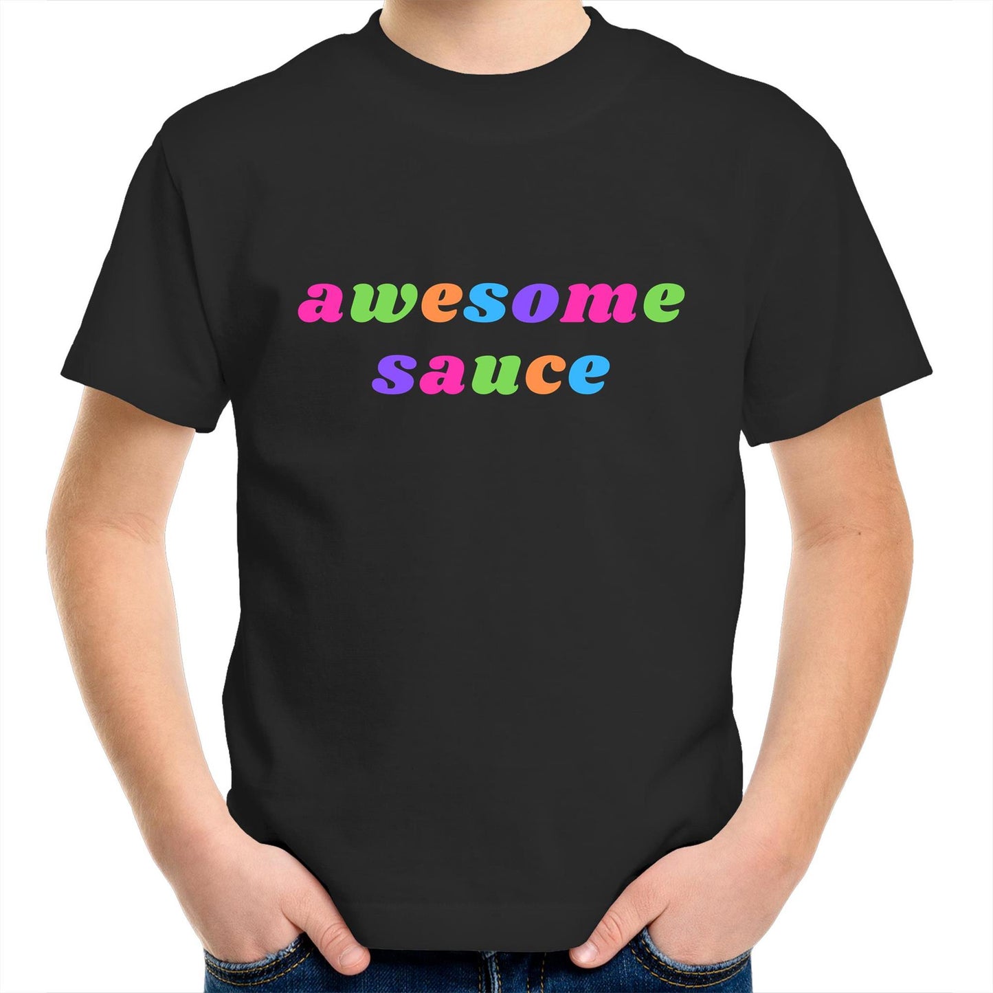 Awesome Sauce - Kids Youth Crew T-Shirt Black Kids Youth T-shirt