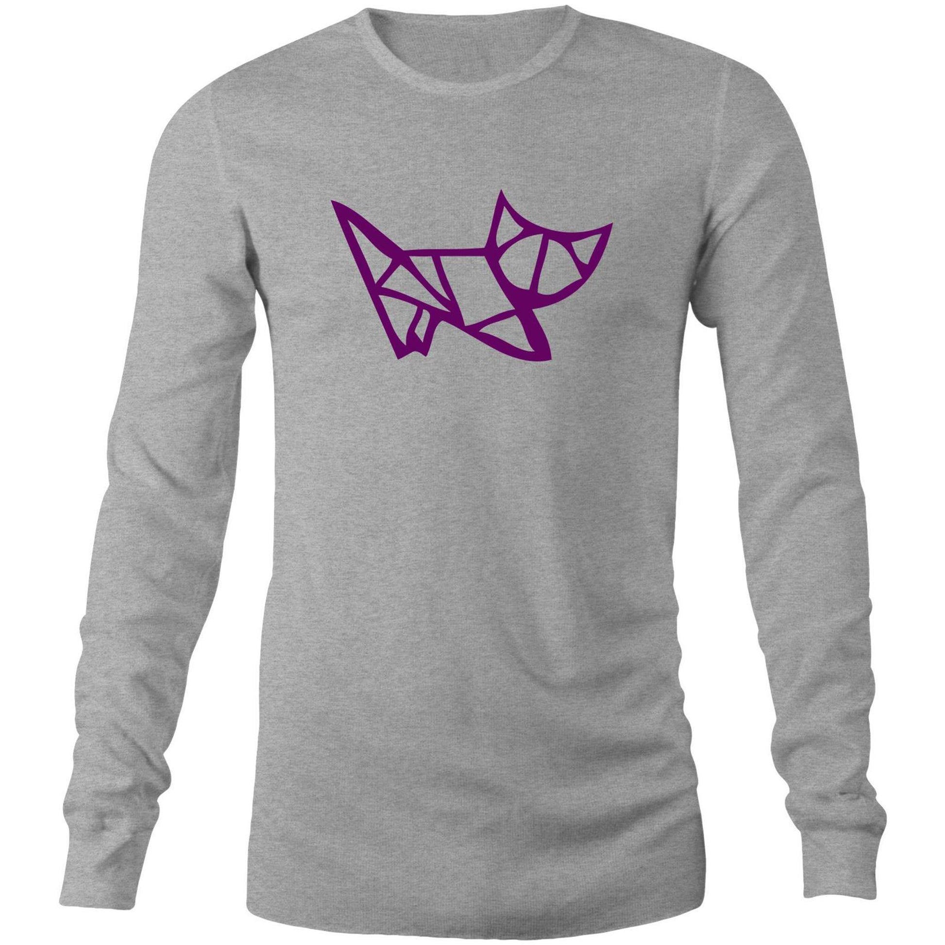 Origami Kitten - Long Sleeve T-Shirt Grey Marle Unisex Long Sleeve T-shirt animal Mens Womens