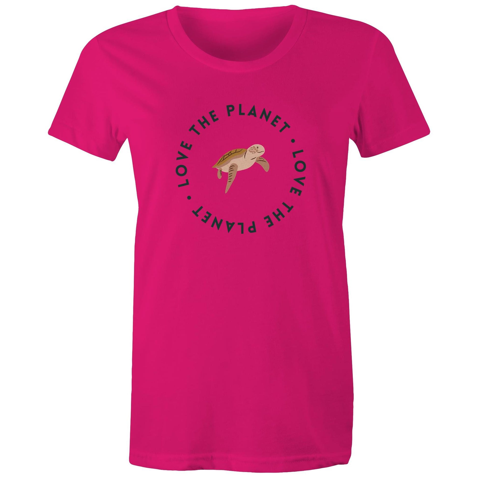 Love The Planet - Womens T-shirt Fuchsia Womens T-shirt animal Environment