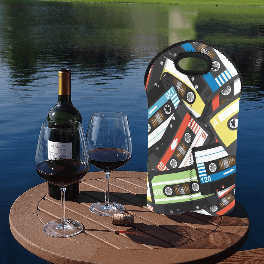 Cassette Tapes - 2-Bottle Neoprene Wine Bag 2 Bottle Wine Bag Printed Offshore