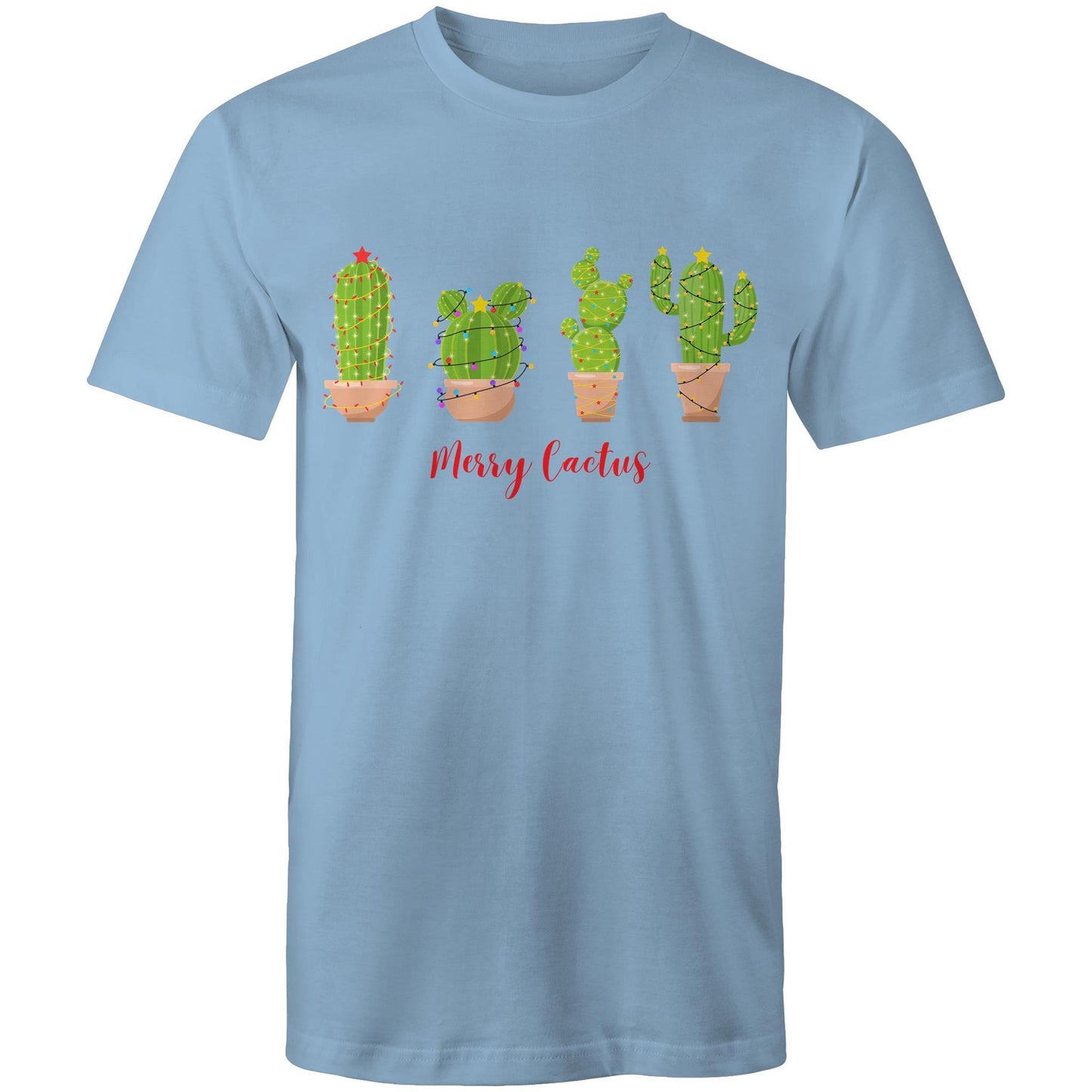 Merry Cactus - Mens T-Shirt Carolina Blue Christmas Mens T-shirt Merry Christmas