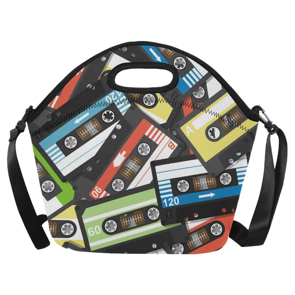 Cassette Tapes - Neoprene Lunch Bag/Large Neoprene Lunch Bag/Large Music Printed Offshore Retro