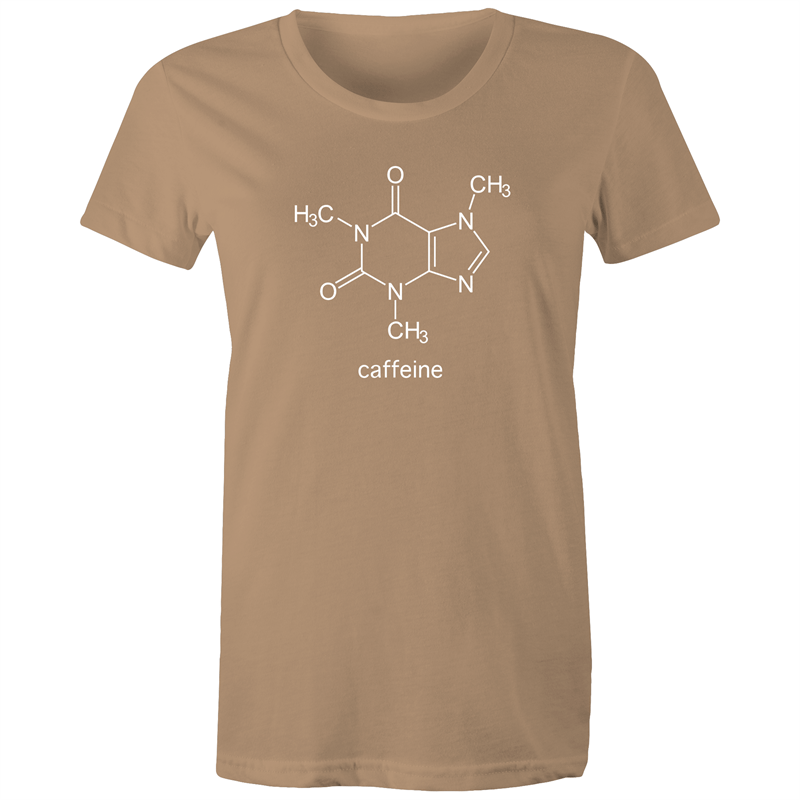 Caffeine Molecule - Women's T-shirt Tan Womens T-shirt Coffee Science Womens