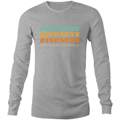 Kindness Can Change The World - Long Sleeve T-Shirt Grey Marle Unisex Long Sleeve T-shirt Mens Retro Womens