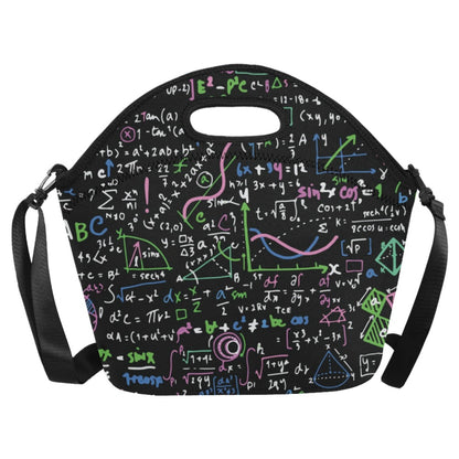 Equations In Green And Pink - Neoprene Lunch Bag/Large Neoprene Lunch Bag/Large Maths Printed Offshore Science