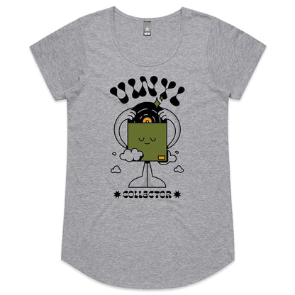 Vinyl Collector - Womens Scoop Neck T-Shirt Grey Marle Womens Scoop Neck T-shirt Music Retro