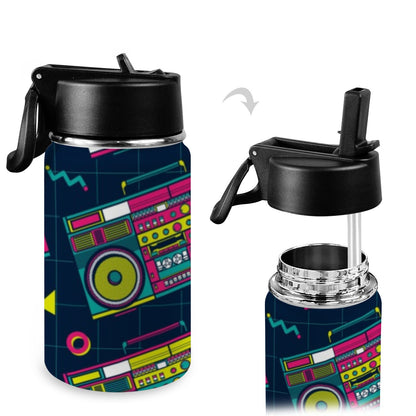 Boombox - Kids Water Bottle with Straw Lid (12 oz) Kids Water Bottle with Straw Lid Printed Offshore