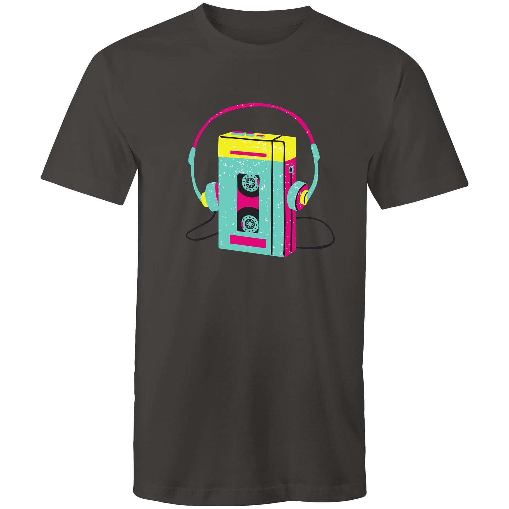 Wired For Sound, Music Player - Mens T-Shirt Charcoal Mens T-shirt Mens Music Retro