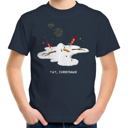Yay, Christmas - Kids Youth Crew T-Shirt Navy Christmas Kids T-shirt Merry Christmas