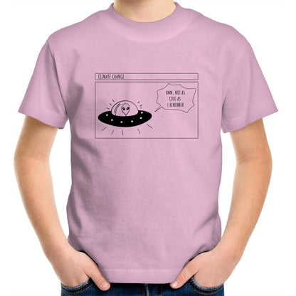 Alien Climate Change - Kids Youth Crew T-Shirt Pink Kids Youth T-shirt Environment Retro Sci Fi Space