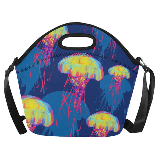 Bright Jellyfish - Neoprene Lunch Bag/Large Neoprene Lunch Bag/Large animal