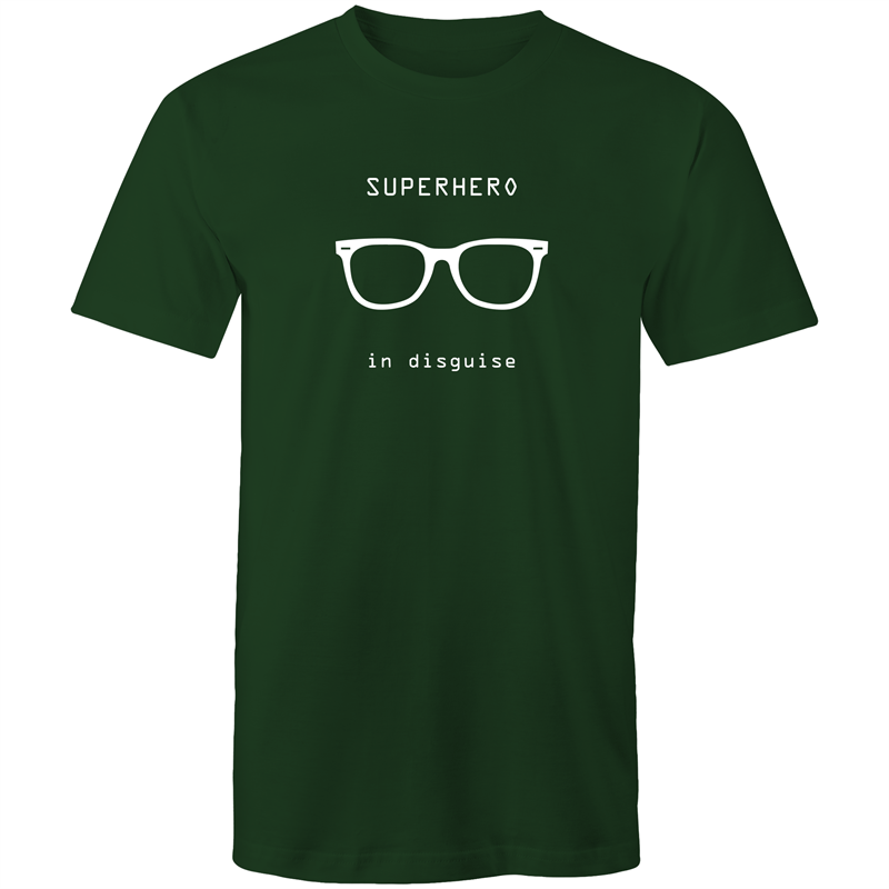 Superhero In Disguise - Mens T-Shirt Forest Green Mens T-shirt comic Funny Mens