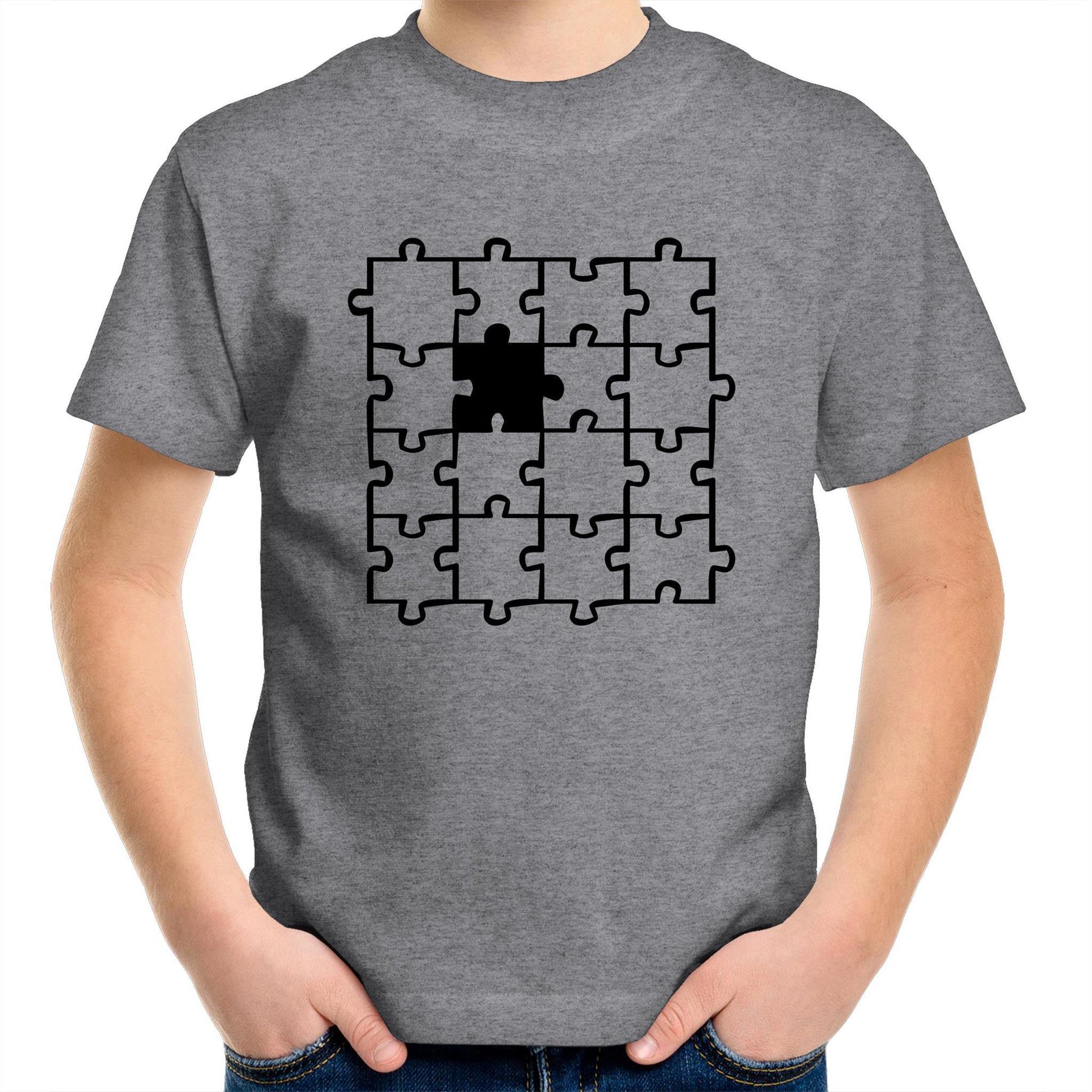 Jigsaw - Kids Youth Crew T-Shirt Grey Marle Kids Youth T-shirt Games