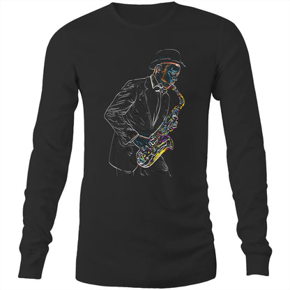 Saxophone - Long Sleeve T-Shirt Black Unisex Long Sleeve T-shirt Mens Music Womens
