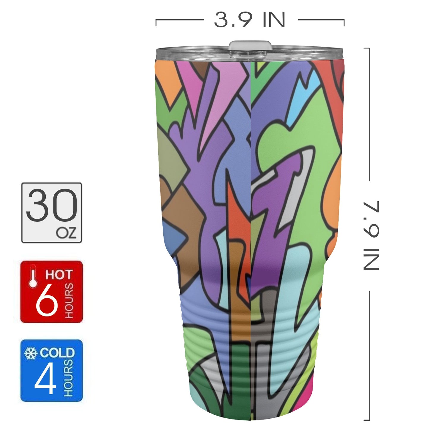 Bright Abstract - 30oz Insulated Stainless Steel Mobile Tumbler 30oz Insulated Stainless Steel Mobile Tumbler