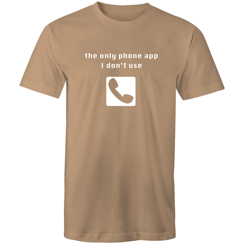Phone App - Mens T-Shirt Tan Mens T-shirt Funny Mens