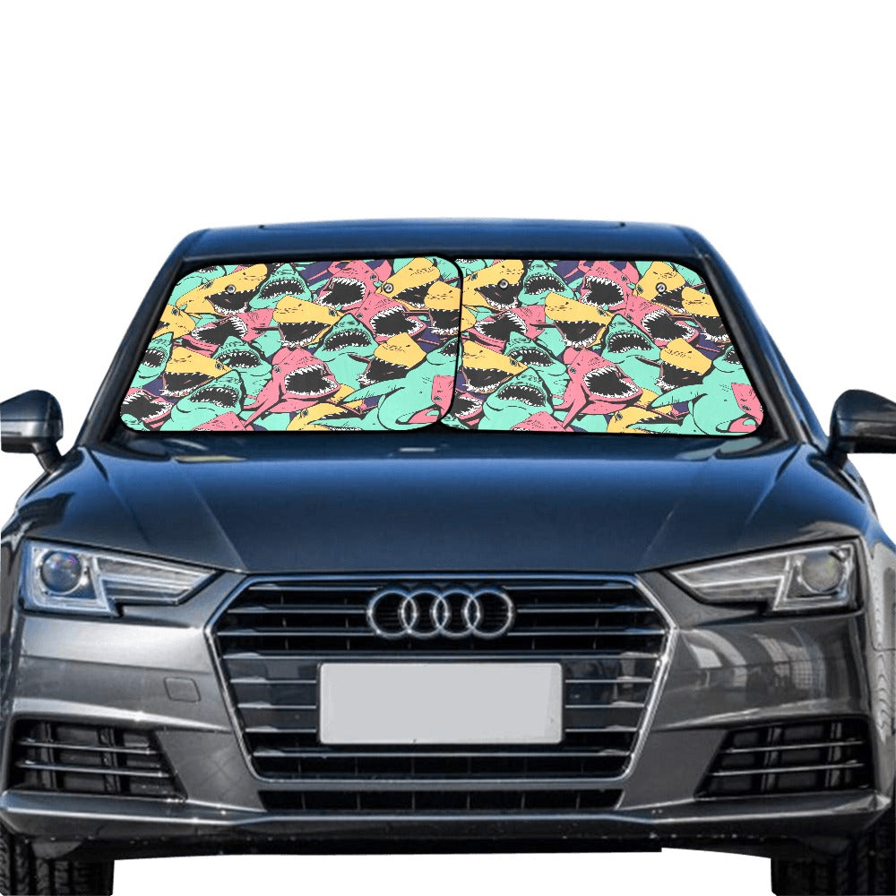 Scary Sharks - Car Sun Shade 28"x28"x2pcs Car Sun Shade 28"x28"x2pcs animal Summer