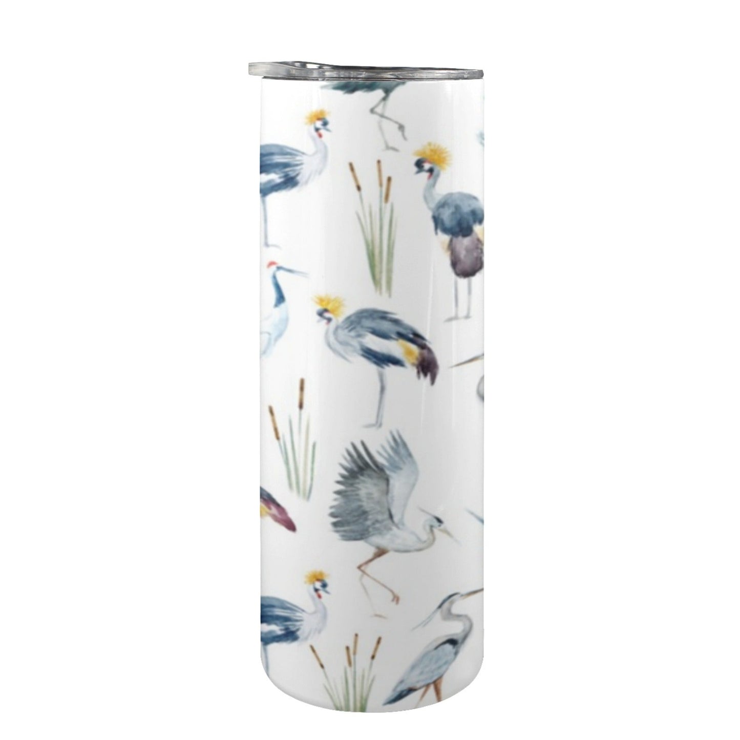 Crane Birds - 20oz Tall Skinny Tumbler with Lid and Straw 20oz Tall Skinny Tumbler with Lid and Straw Printed Offshore