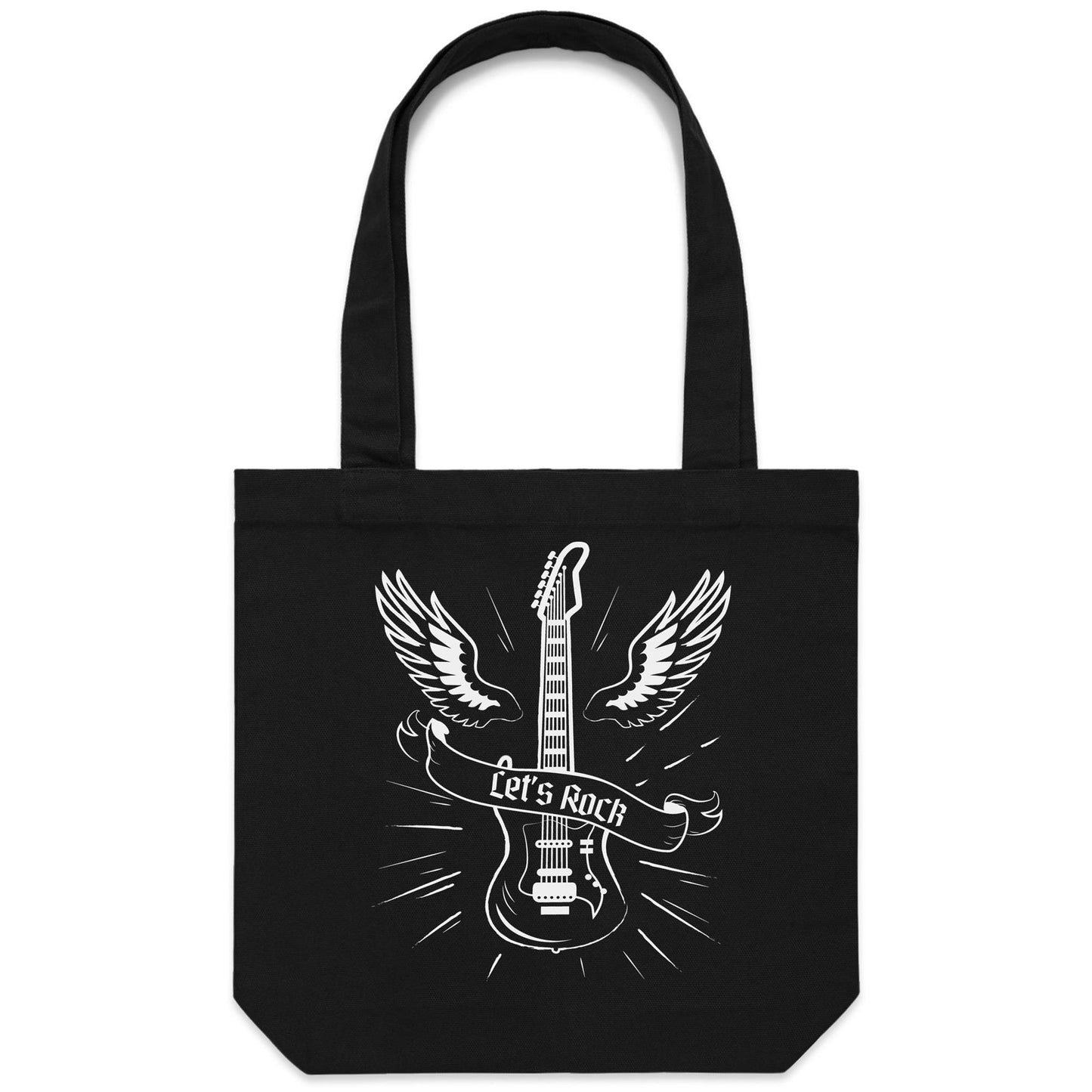 Let's Rock - Canvas Tote Bag Black One Size Tote Bag Music