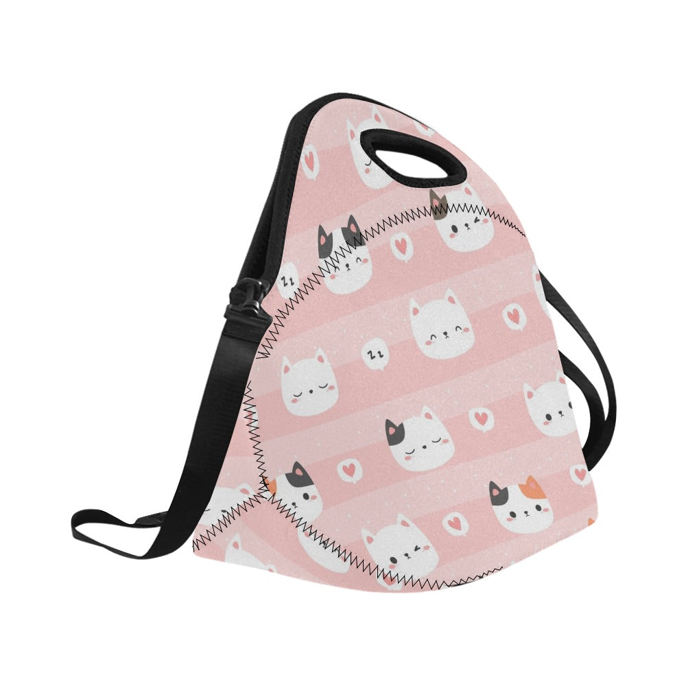 Pink Cats - Neoprene Lunch Bag/Large Neoprene Lunch Bag/Large animal Printed Offshore