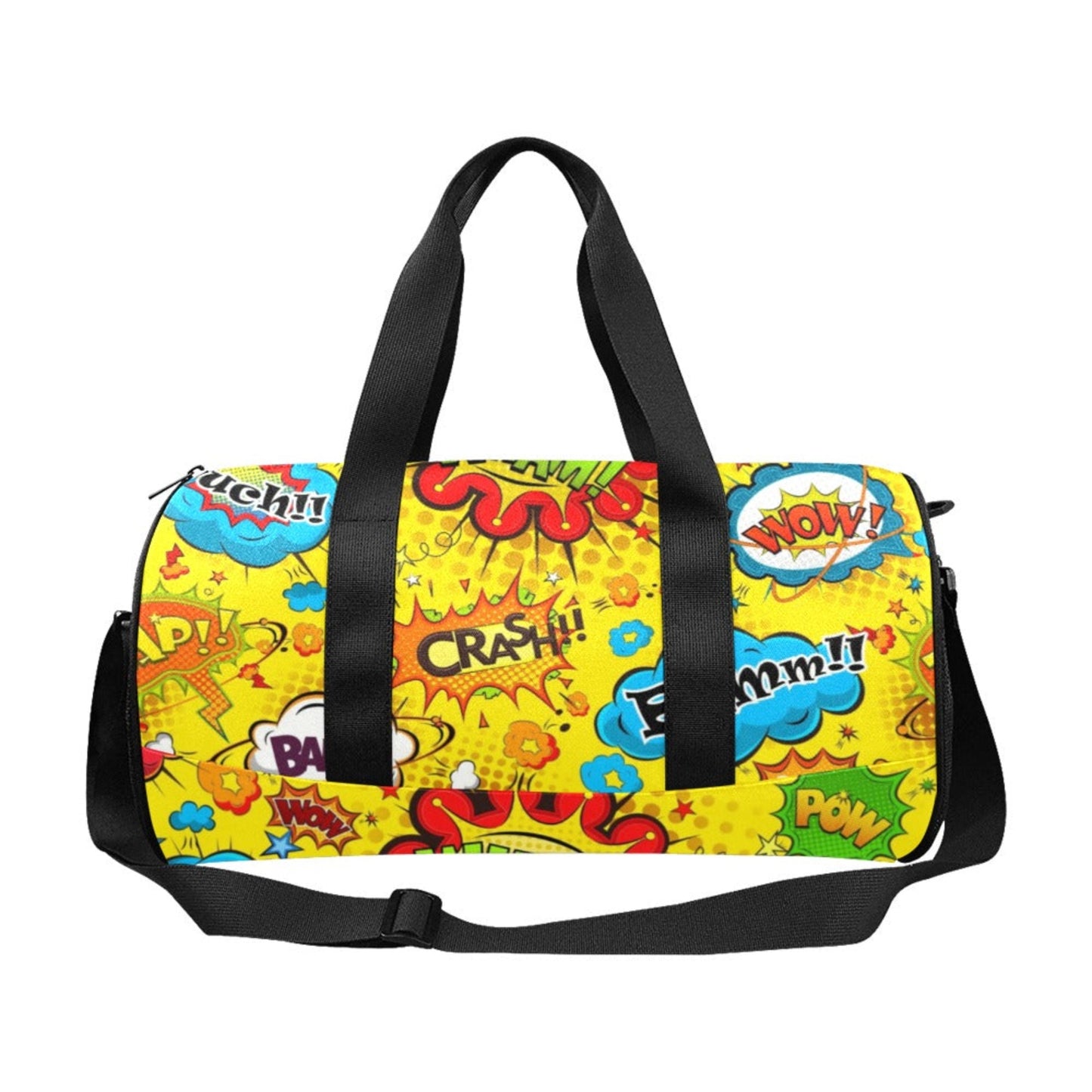 Comic Book Yellow - Round Duffle Bag Round Duffle Bag