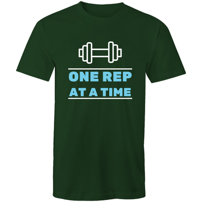 One Rep At A Time - Short Sleeve T-shirt Forest Green Fitness T-shirt Fitness Mens Womens