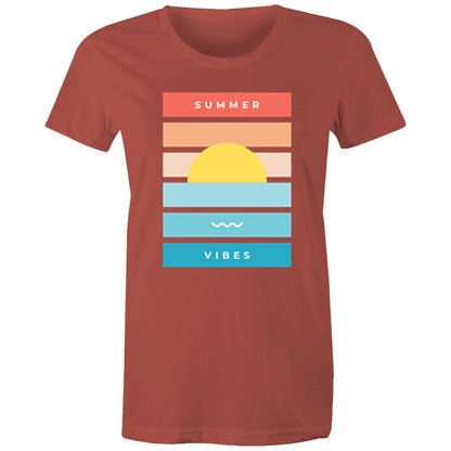 Summer Vibes - Women's T-shirt Coral Womens T-shirt Retro Summer Womens