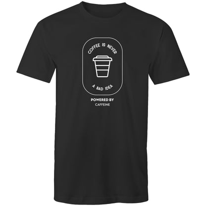 Powered By Caffeine - Mens T-Shirt Black Mens T-shirt Coffee Mens