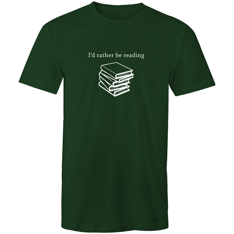 I'd Rather Be Reading - Mens T-Shirt Forest Green Mens T-shirt Funny Mens