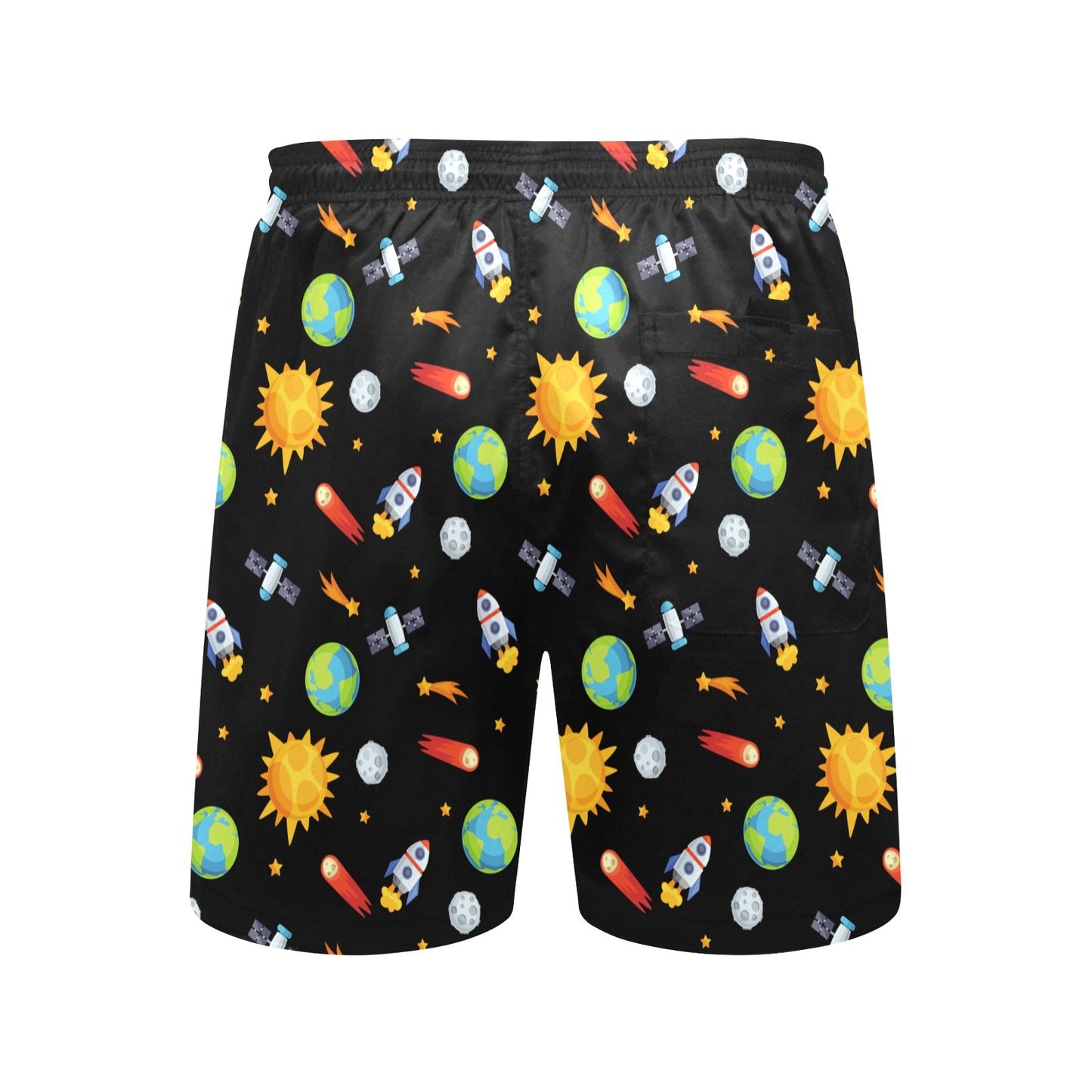 Busy Space - Men's Mid-Length Beach Shorts Men's Mid-Length Beach Shorts Space