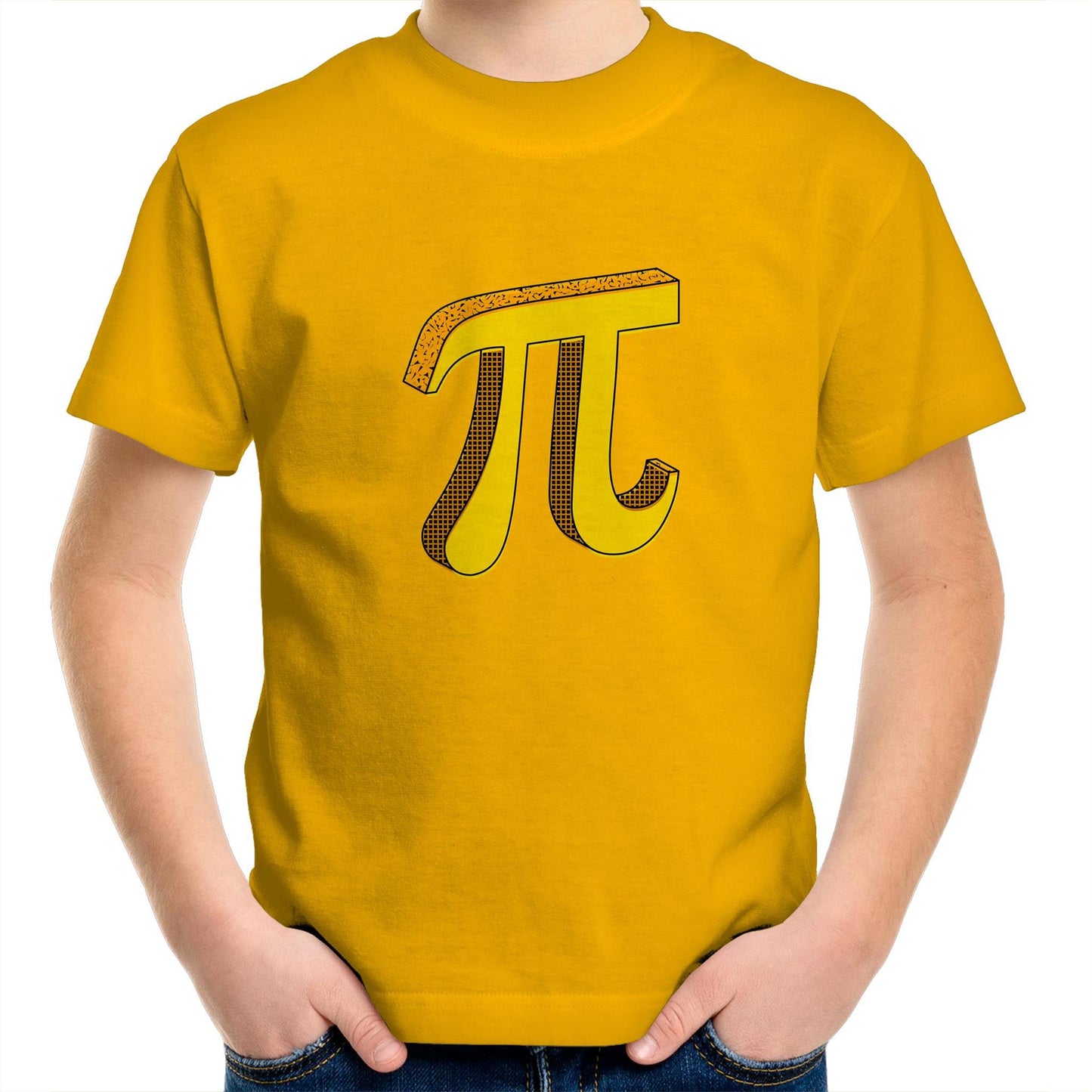Pi - Kids Youth Crew T-Shirt Gold Kids Youth T-shirt Maths Science