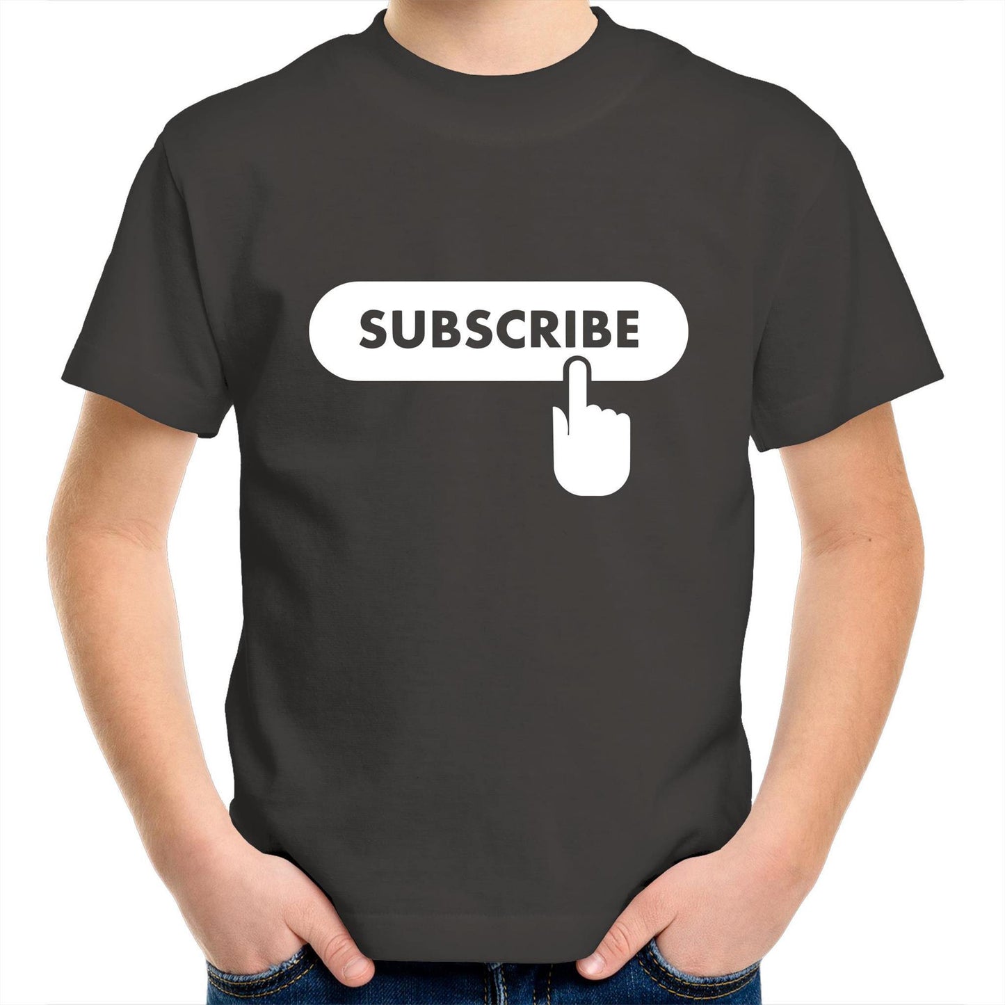 Subscribe - Kids Youth Crew T-Shirt Charcoal Kids Youth T-shirt Funny