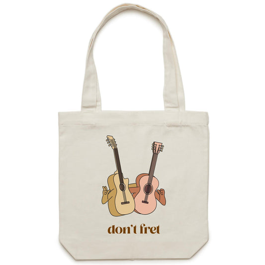 Don't Fret - Canvas Tote Bag Cream One Size Tote Bag Music