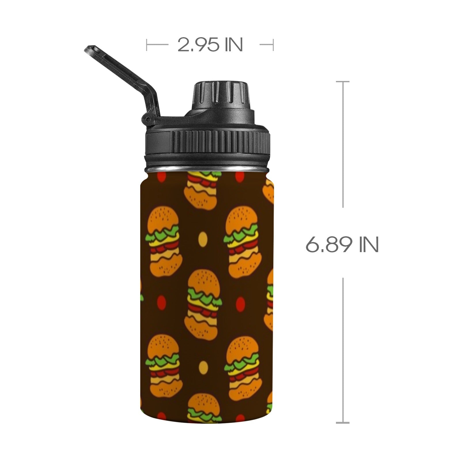 Burgers - Kids Water Bottle with Chug Lid (12 oz) Kids Water Bottle with Chug Lid