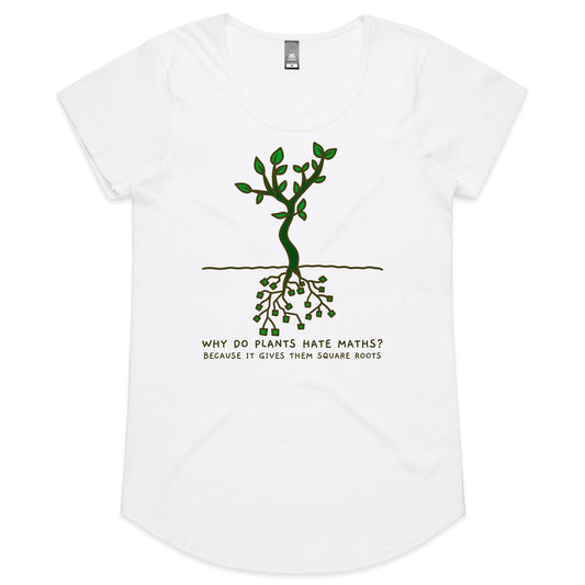 Square Roots - Womens Scoop Neck T-Shirt White Womens Scoop Neck T-shirt Maths Plants Science