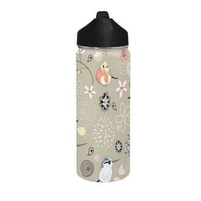 Birds Insulated Water Bottle with Straw Lid (18 oz) Insulated Water Bottle with Straw Lid Printed Offshore