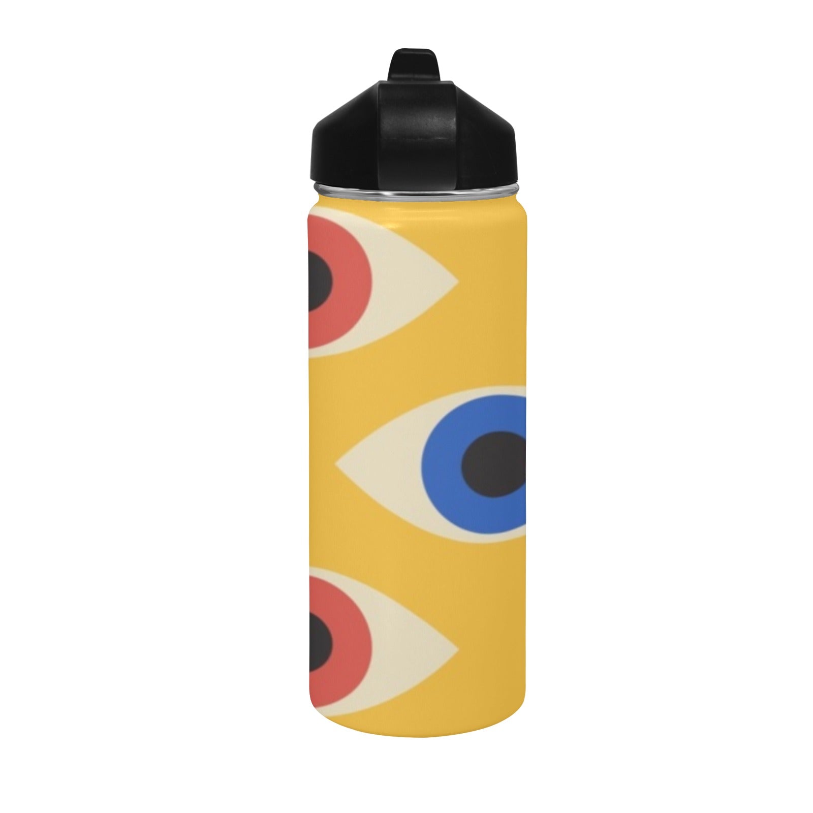 Eyes on Yellow - Insulated Water Bottle with Straw Lid (18 oz) Insulated Water Bottle with Straw Lid