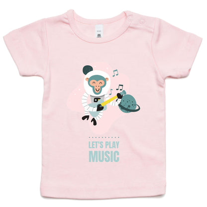 Let's Play Music - Baby T-shirt Pink Baby T-shirt animal Dad Music Space
